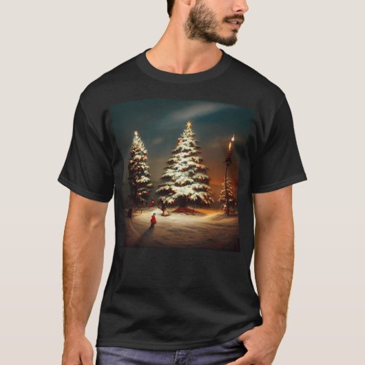 kerstboomsneeuwscène t-shirt (Voorkant)