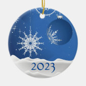 kerstboomsneeuwversiering 2023 Naam toevoegen Keramisch Ornament (Voorkant)