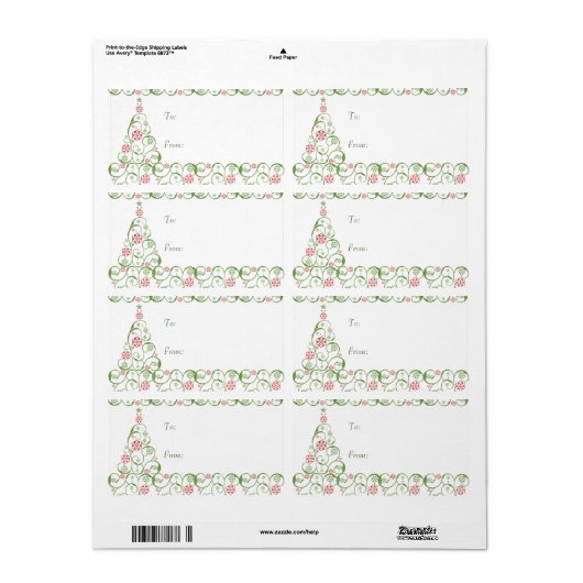 kerstboomSnowflake Swirl-kerstcadeautjes Labels (Full Sheet)