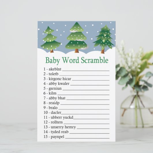 kerstboomspel met Baby-woordscramble (Staand voorkant)