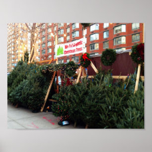 kerstboomstandaard op West Side New York City Poster