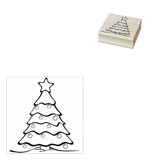kerstboomstempel rubberstempel (Gestempeld)
