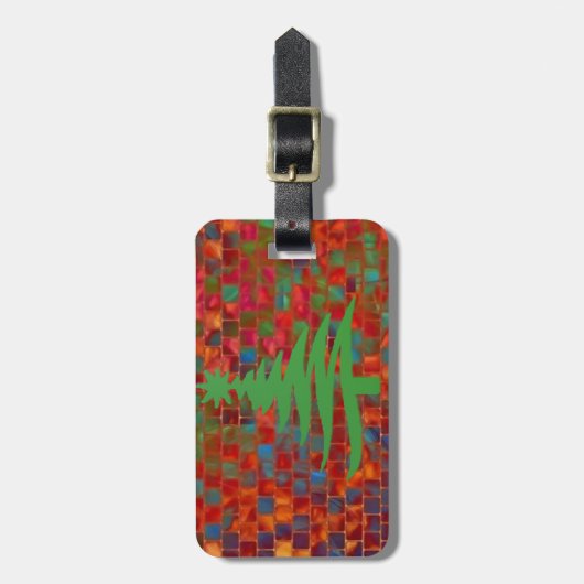 kerstboomstencil Groen Bagagelabel (Voorkant verticaal)