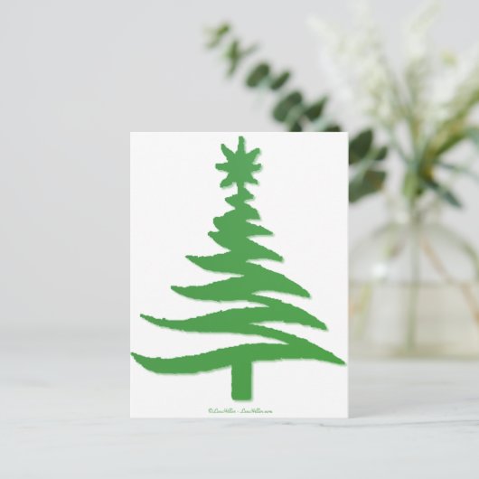 kerstboomstencil Groen Feestdagenkaart (Staand voorkant)