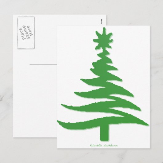 kerstboomstencil Groen Feestdagenkaart (Voorkant / Achterkant)