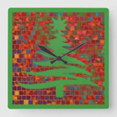 kerstboomstencil Groen Vierkante Klok (Voorkant)