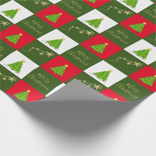 kerstboomsterren Merry kerstscript Cadeaupapier (Hoek)