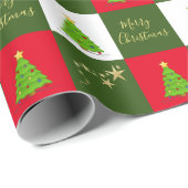 kerstboomsterren Merry kerstscript Cadeaupapier (Rol Hoek)