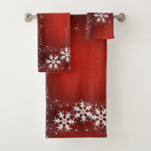 kerstboomsterren Snowflake Red Bath set Bad Handdoek (Insitu)