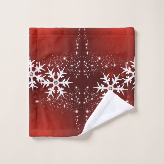 kerstboomsterren Snowflake Red Bath set Bad Handdoek (Wasdoekje)