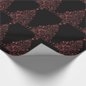 Kerstboomsterren Zwarte Metallic Red look Cadeaupapier (Hoek)