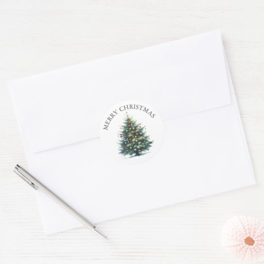kerstboomsticker ronde sticker (Envelop)