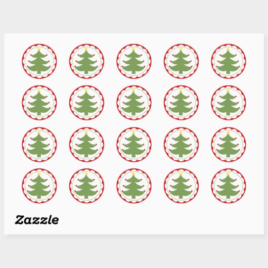 kerstboomsticker ronde sticker (Vel)