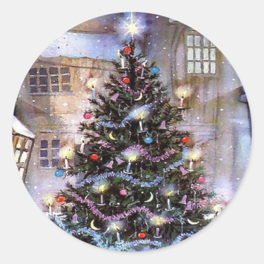 kerstboomsticker ronde sticker (Voorkant)