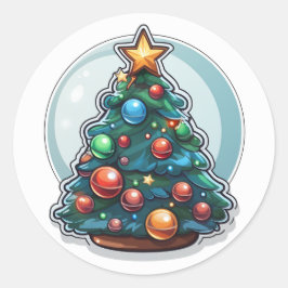 kerstboomsticker ronde sticker