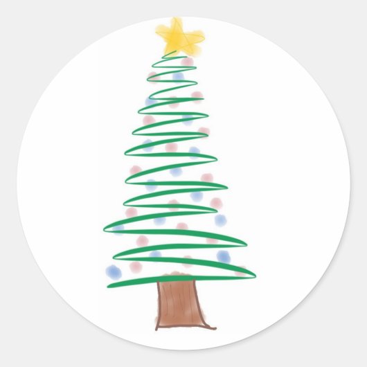 kerstboomsticker ronde sticker (Voorkant)