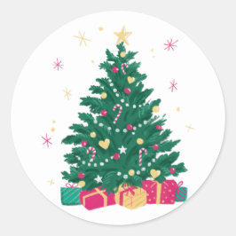 Kerstboomstickers Ronde Sticker