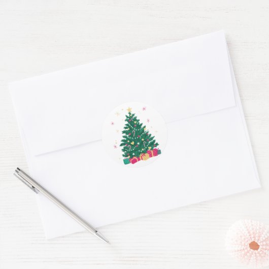 Kerstboomstickers Ronde Sticker (Envelop)