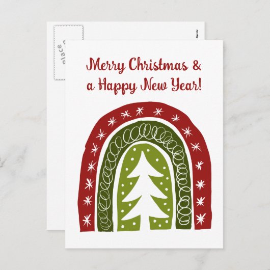 kerstboomstijl Cute boho briefkaarten (Voorkant / Achterkant)