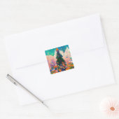 kerstboomstijl vierkante sticker (Envelop)