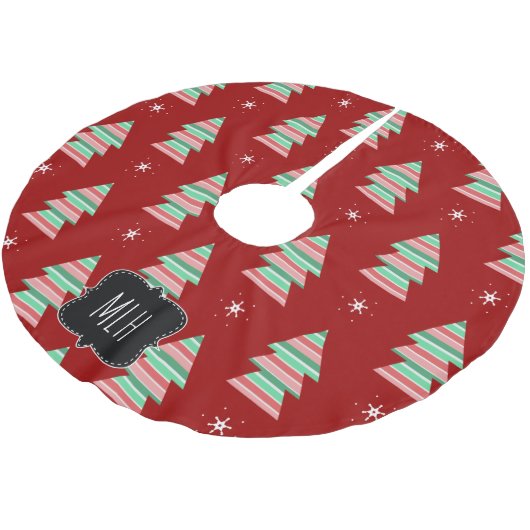 kerstboomstrepen Snowflakes FamilieInitiaal Kerstboom Rok (Gekanteld)