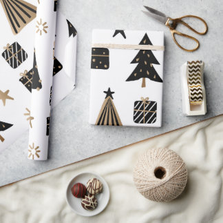 kerstboomstructuur | Goud | Minimalistisch Cadeaupapier