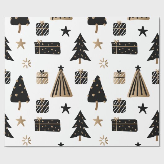 kerstboomstructuur | Goud | Minimalistisch Cadeaupapier (Vlak)