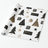 kerstboomstructuur | Goud | Minimalistisch Cadeaupapier (Uitgerold)