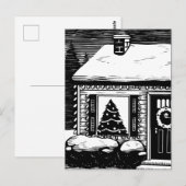 kerstboomstructuur in venster zwart-wit briefkaart (Voorkant / Achterkant)