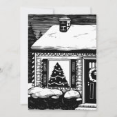 kerstboomstructuur in venster zwart-wit kaart (Voorkant)