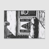 kerstboomstructuur in venster zwart-wit tissuepapier (Voorkant)