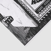 kerstboomstructuur in venster zwart-wit tissuepapier (Detail)