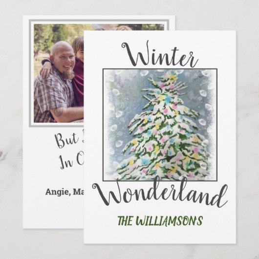 kerstboomstructuur met foto feestdagenkaart (Voorkant / Achterkant)