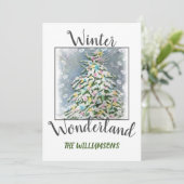 kerstboomstructuur met foto feestdagenkaart (Staand voorkant)