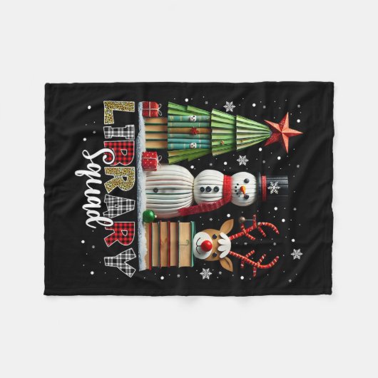 kerstboomstructuur Snowman Reinde Fleece Deken (Voorkant (Horizontaal))