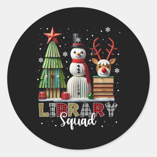 kerstboomstructuur Snowman Reinde Ronde Sticker (Voorkant)