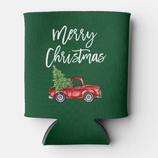 kerstboomstructuur voor penseelscript blikjeskoeler (Voorkant)