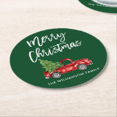 kerstboomstructuur voor penseelscript ronde kartonnen onderzetter (Gebogen)