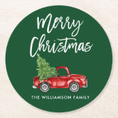 kerstboomstructuur voor penseelscript ronde kartonnen onderzetter (Voorkant)