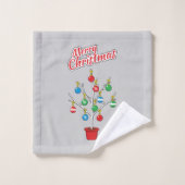 kerstboomstructuur - Vrolijk kerstfeest Bad Handdoek (Wasdoekje)
