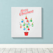 kerstboomstructuur - Vrolijk kerstfeest Canvas Afdruk (Insitu (Houten vloer))
