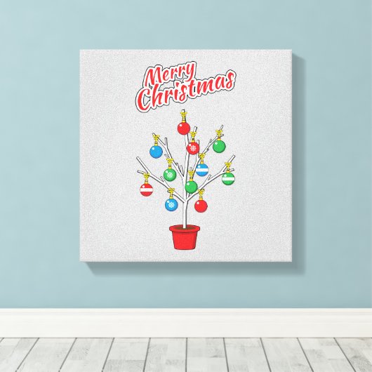 kerstboomstructuur - Vrolijk kerstfeest Canvas Afdruk (Insitu (Houten vloer))