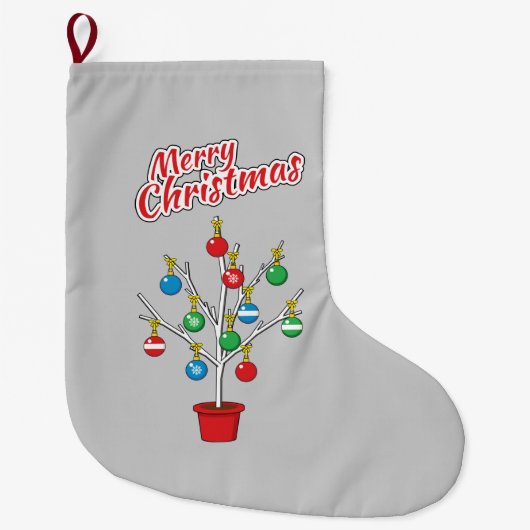 kerstboomstructuur - Vrolijk kerstfeest Grote Kerstsok (Voorkant)