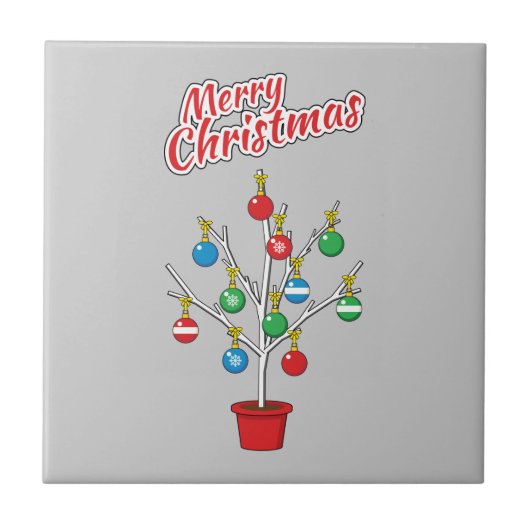 kerstboomstructuur - Vrolijk kerstfeest Tegeltje (Voorkant)