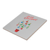 kerstboomstructuur - Vrolijk kerstfeest Tegeltje (Zijkant)