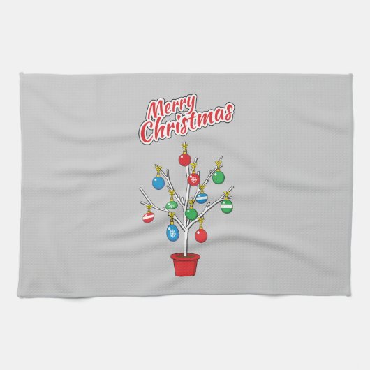 kerstboomstructuur - Vrolijk kerstfeest Theedoek (Horizontaal)