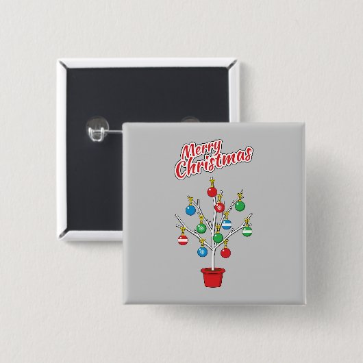 kerstboomstructuur - Vrolijk kerstfeest Vierkante Button 5,1 Cm (Voorkant /achterkant)