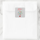 kerstboomstructuur - Vrolijk kerstfeest Vierkante Sticker (Tas)