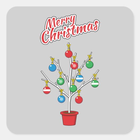 kerstboomstructuur - Vrolijk kerstfeest Vierkante Sticker (Voorkant)