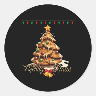 Kerstboomtaart, vrolijke kerst! ronde sticker